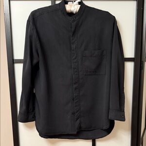 ÁWET New York Black Band Collar Shirt | Hidden Placket | Size S